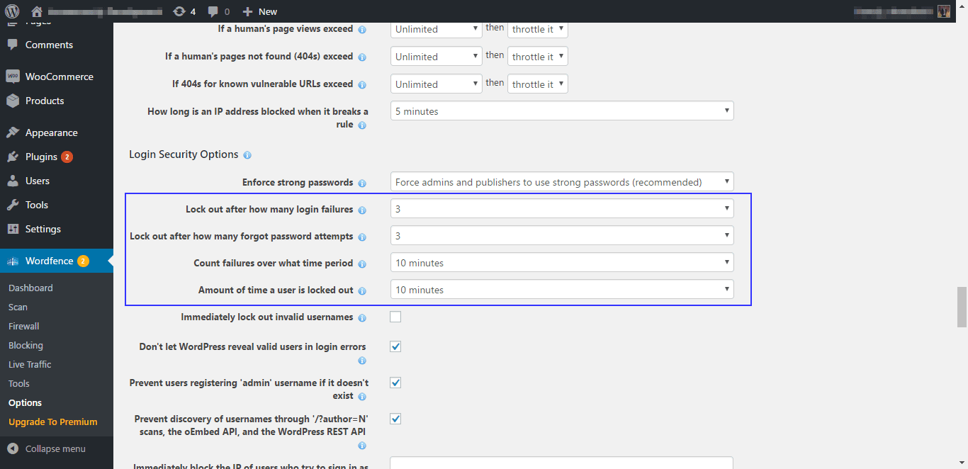 Limit login attempts with WordFence to secure your WordPress site