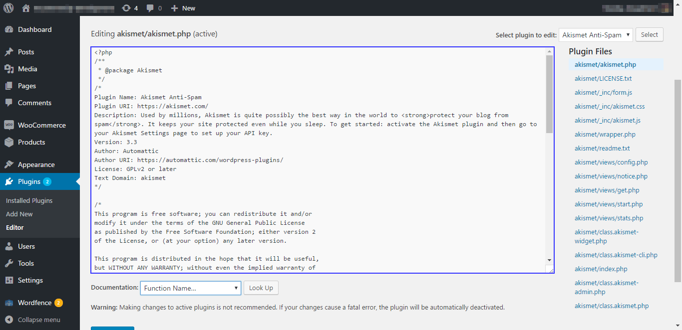 Disable file editing in dashboard