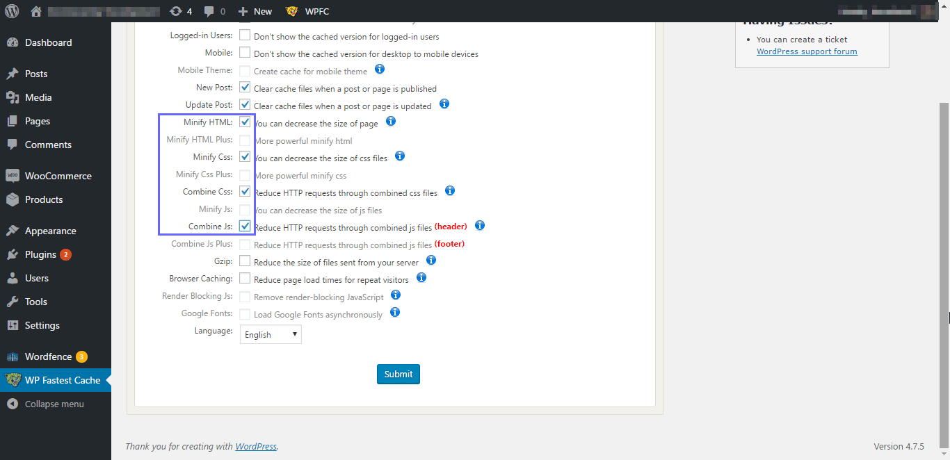 WordPress Speed - Minify and combine scripts