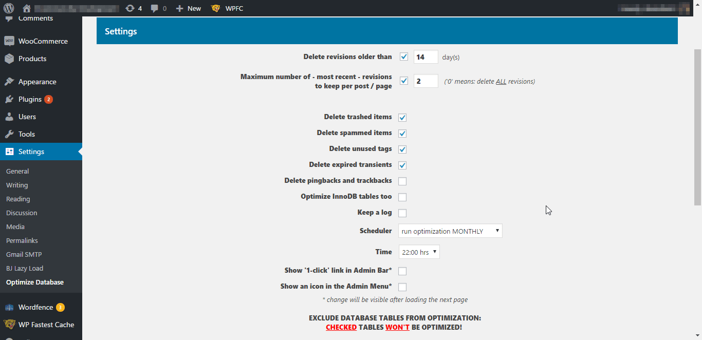 WordPress Speed - Setup database cleaning