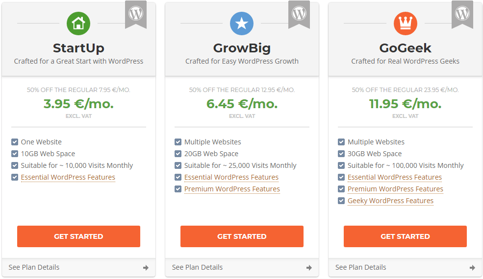 Best WordPress Hosting Providers - Siteground Hosting Plans