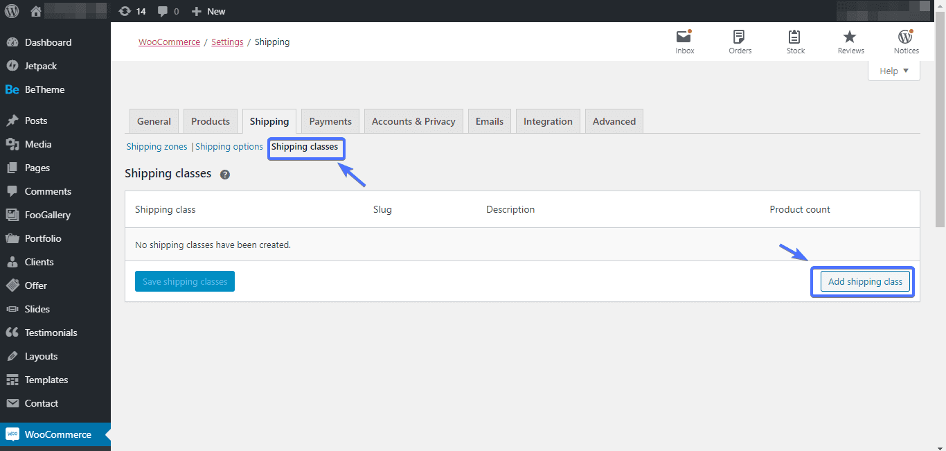 WooCommerce Shipping Classes