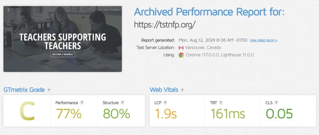 WordPress speed optimization - tstnpf before